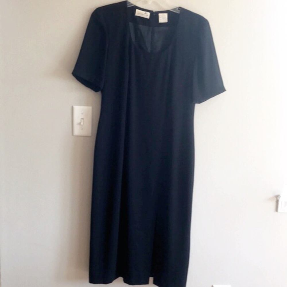 Liz Claiborne black dress short sheer sleeve 10p